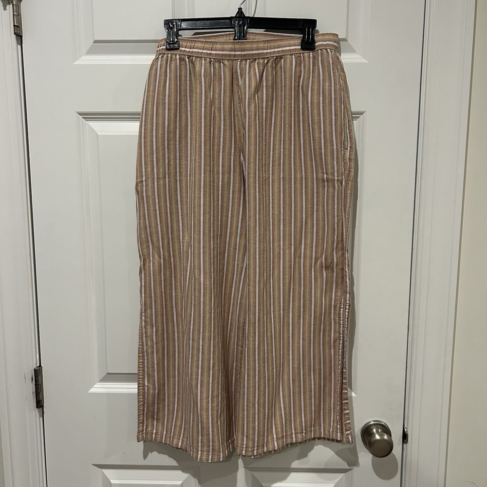 Patagonia Garden Island Pants Large Good Times Evening Mauve Striped Hemp Blend